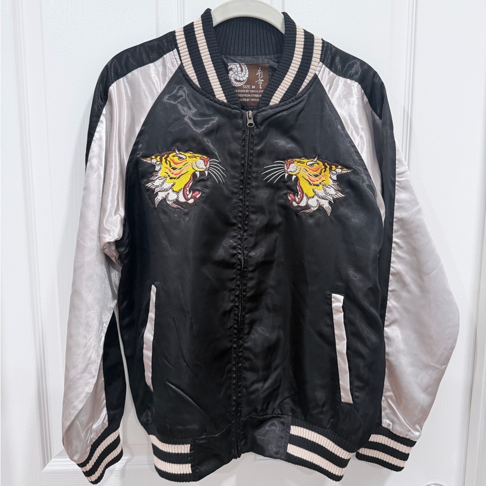 Black and Cream Embroidered Tiger Souvenir Jacket